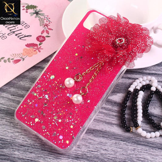 Huawei Y5p Cover - Design 9 - Fancy Flower Bling Glitter Rinestone Soft Case - Glitter Does Not Move