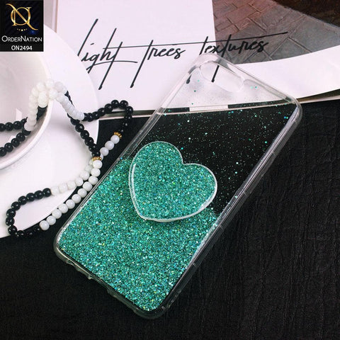 Oppo A12e Cover- Design 3 - Stylish Bling Glitter Soft Case With Heart Mobile Holder - Glitter Does Not Move