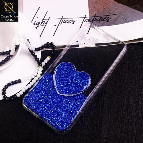Oppo A3s Cover- Design 5 - Stylish Bling Glitter Soft Case With Heart Mobile Holder - Glitter Does Not Move