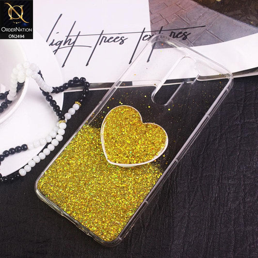 Oppo A5 2020 Cover- Design 2 - Stylish Bling Glitter Soft Case With Heart Mobile Holder - Glitter Dose Not Move