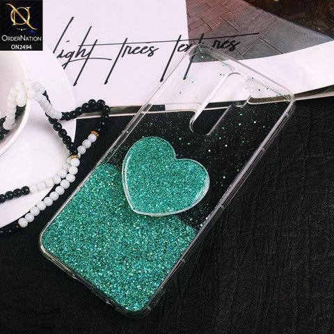 Oppo A9 2020 Cover- Design 3 - Stylish Bling Glitter Soft Case With Heart Mobile Holder - Glitter Dose Not Move