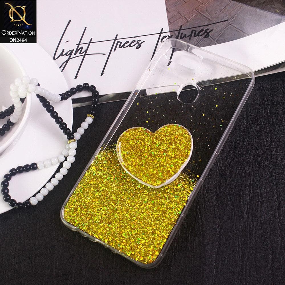 Oppo F9 / F9 Pro Cover- Design 2 - Stylish Bling Glitter Soft Case With Heart Mobile Holder - Glitter Does Not Move