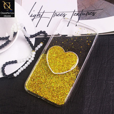 iPhone 11 Pro Cover- Design 2 - Stylish Bling Glitter Soft Case With Heart Mobile Holder - Glitter Does Not Move