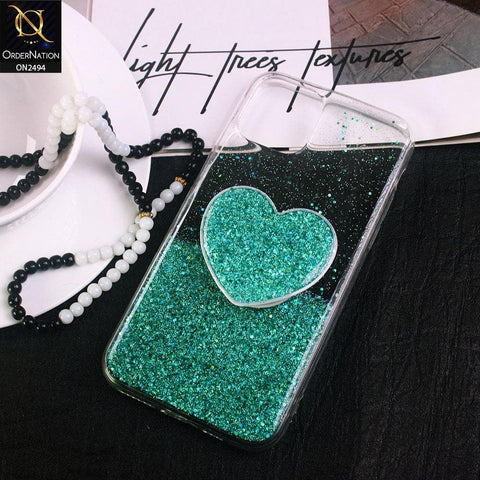 iPhone 11 Pro Cover- Design 3 - Stylish Bling Glitter Soft Case With Heart Mobile Holder - Glitter Does Not Move