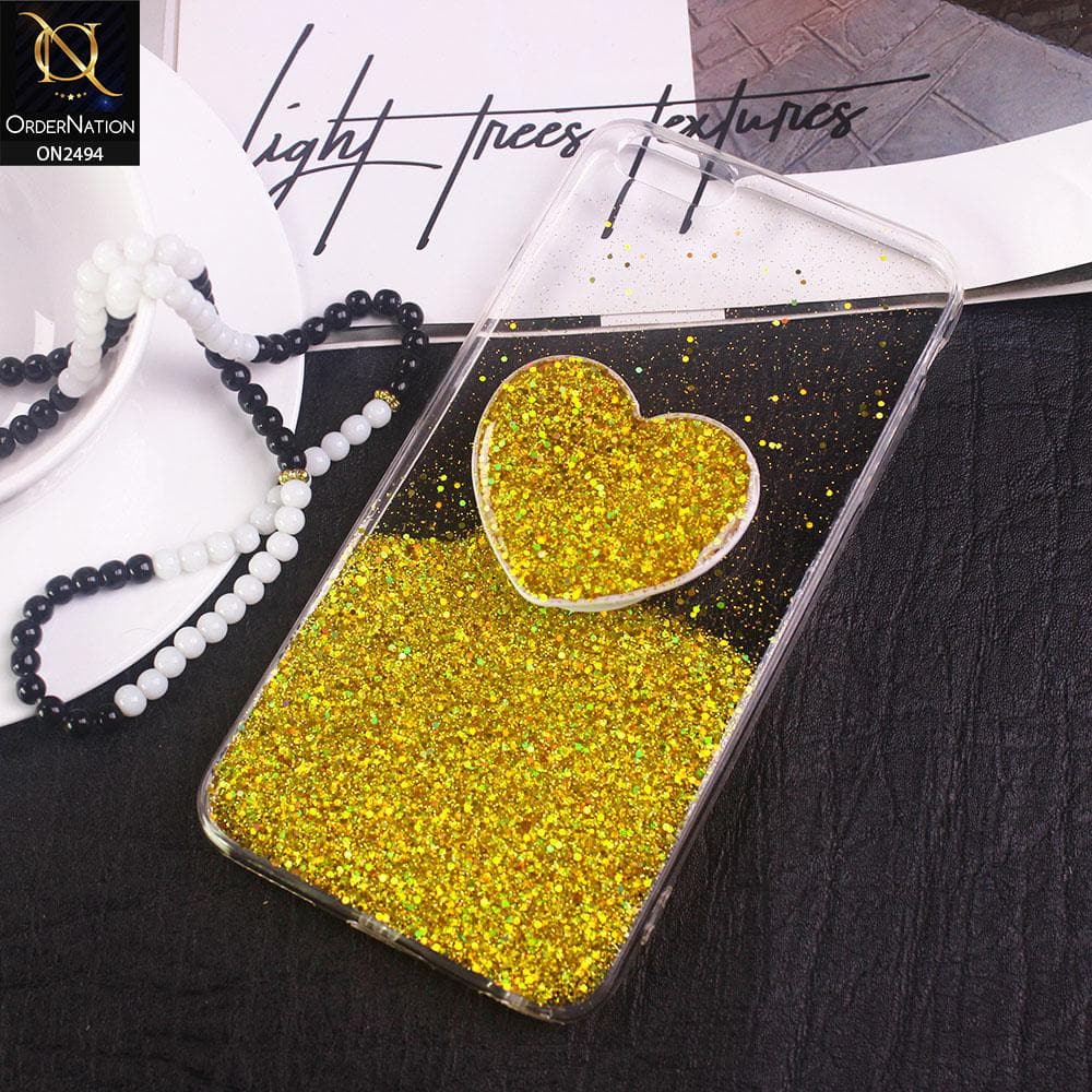 iPhone 6s Plus / 6 Plus Cover- Design 2 - Stylish Bling Glitter Soft Case With Heart Mobile Holder - Glitter Does Not Move