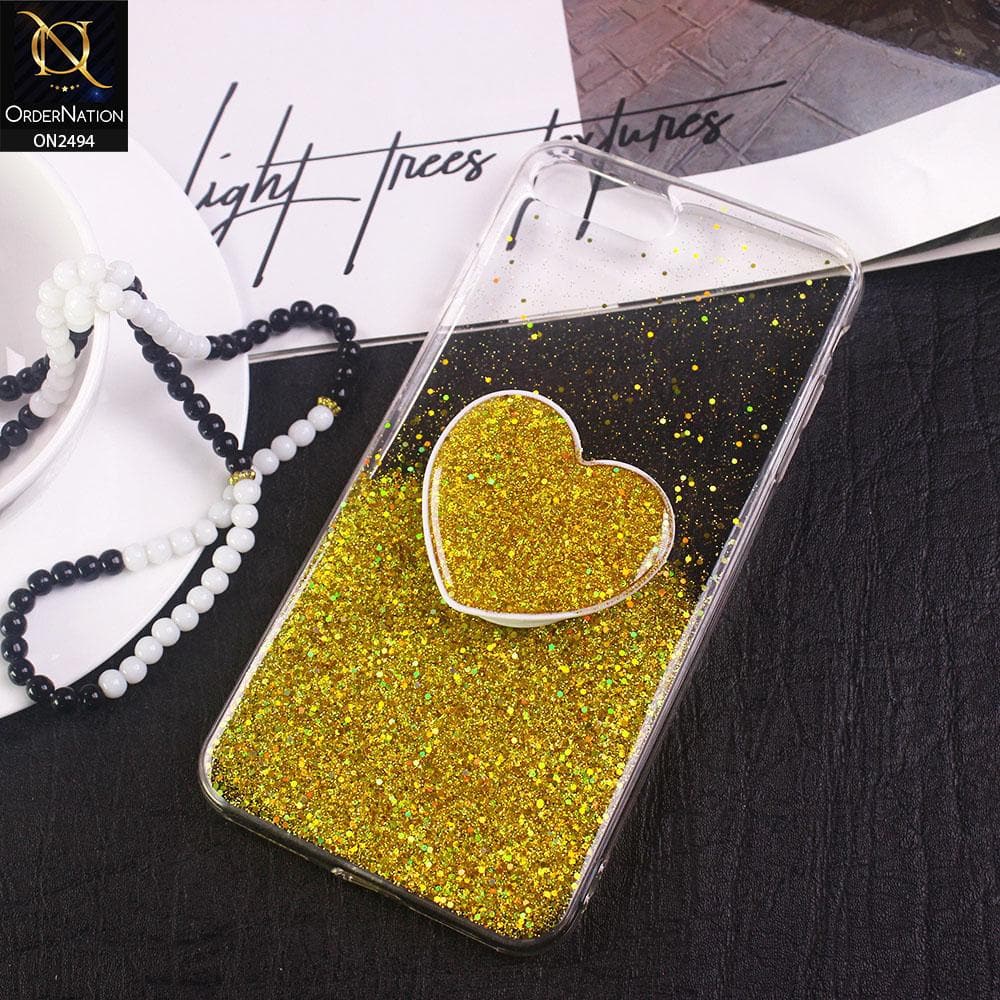 iPhone 8 Plus / 7 Plus Cover- Design 2 - Stylish Bling Glitter Soft Case With Heart Mobile Holder - Glitter Does Not Move