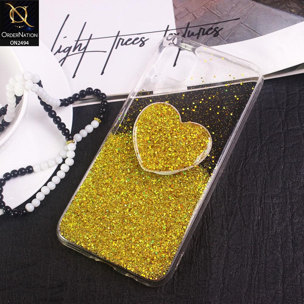 Huawei P40 lite Cover- Design 2 - Stylish Bling Glitter Soft Case With Heart Mobile Holder - Glitter Does Not Move