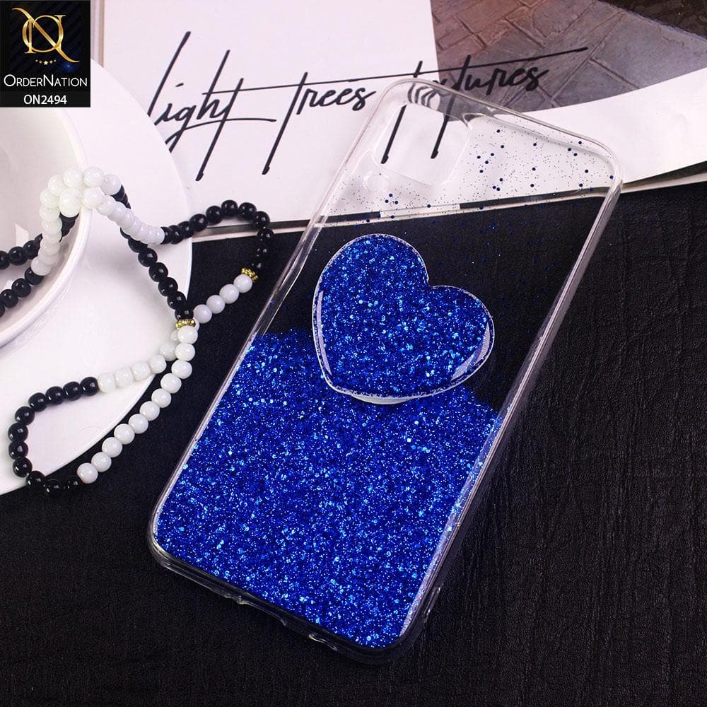 Huawei P40 lite Cover- Design 5 - Stylish Bling Glitter Soft Case With Heart Mobile Holder - Glitter Does Not Move