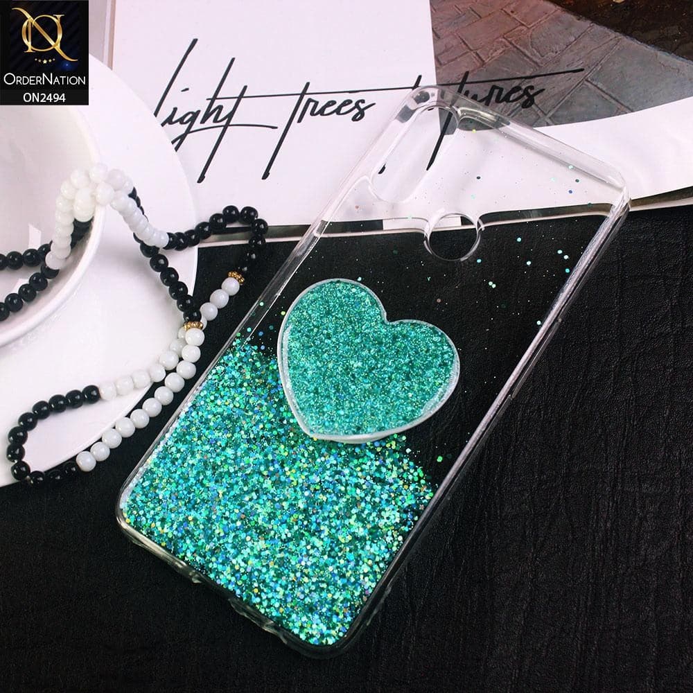 Oppo A31 Cover- Design 3 - Stylish Bling Glitter Soft Case With Heart Mobile Holder - Glitter Does Not Move