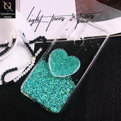 Oppo A31 Cover- Design 3 - Stylish Bling Glitter Soft Case With Heart Mobile Holder - Glitter Does Not Move