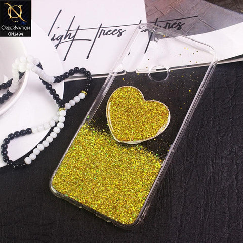 Realme C3 Cover- Design 2 - Stylish Bling Glitter Soft Case With Heart Mobile Holder - Glitter Does Not Move