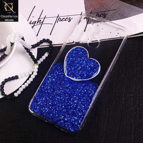 Realme C3 Cover- Design 5 - Stylish Bling Glitter Soft Case With Heart Mobile Holder - Glitter Does Not Move