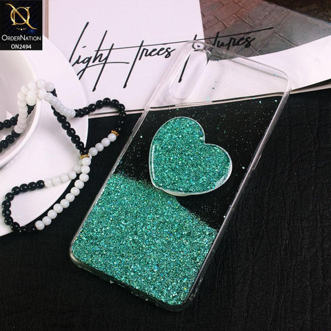 Vivo S1 Cover- Design 3 - Stylish Bling Glitter Soft Case With Heart Mobile Holder - Glitter Does Not Move