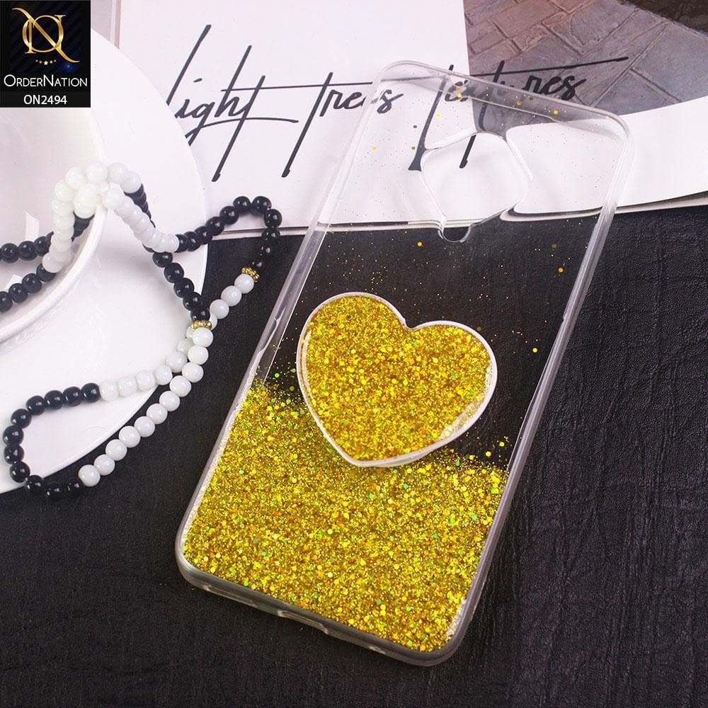 Vivo S1 Pro Cover- Design 2 - Stylish Bling Glitter Soft Case With Heart Mobile Holder - Glitter Does Not Move