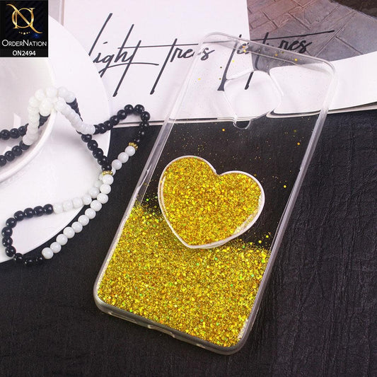 Vivo S1 Pro Cover- Design 2 - Stylish Bling Glitter Soft Case With Heart Mobile Holder - Glitter Does Not Move