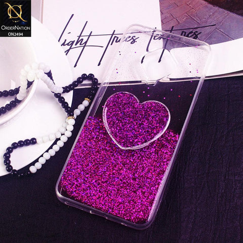 Vivo S1 Pro Cover- Design 6 - Stylish Bling Glitter Soft Case With Heart Mobile Holder - Glitter Does Not Move