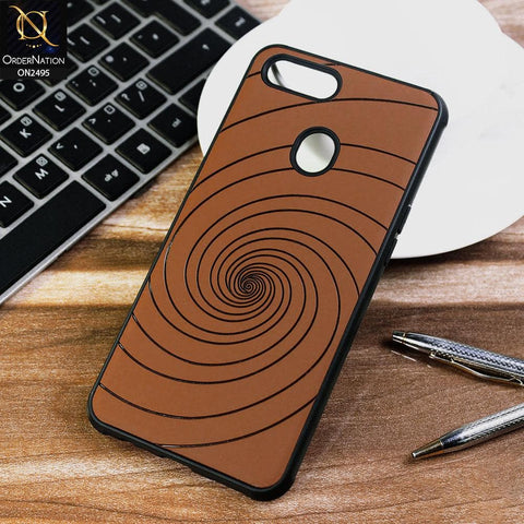 Oppo A3s Cover - Brown - New Stylish Spiral Ring Leather Texture Soft Case