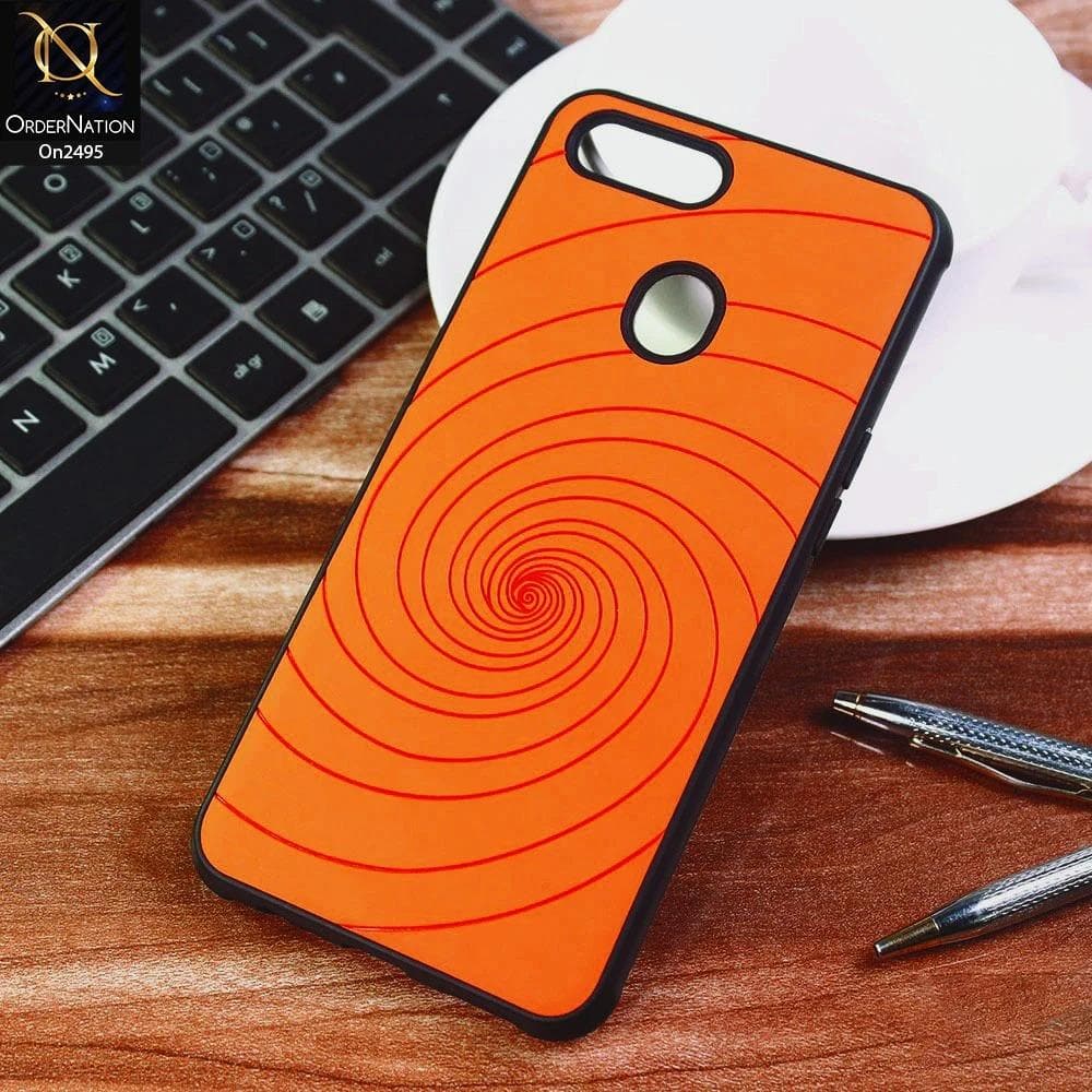 Oppo A3s Cover - Orange - New Stylish Spiral Ring Leather Texture Soft Case