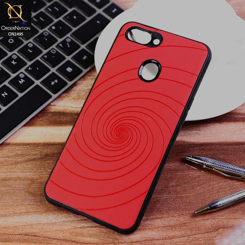 Oppo A3s Cover - Red - New Stylish Spiral Ring Leather Texture Soft Case