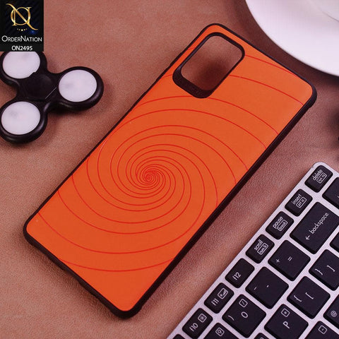 Samsung Galaxy A51 Cover - Orange - New Stylish Spiral Ring Leather Texture Soft Case