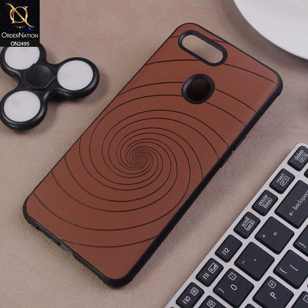 Oppo A7 Cover - Brown - New Stylish Spiral Ring Leather Texture Soft Case