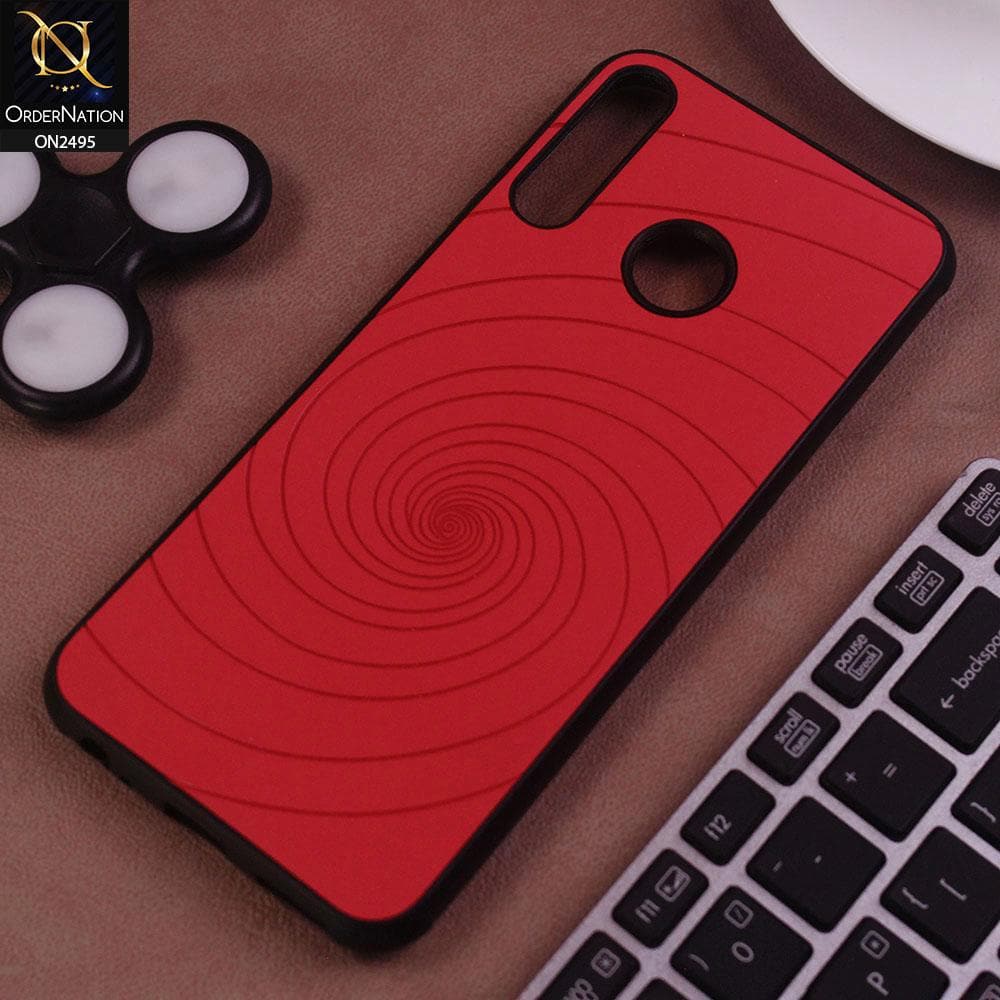 Tecno Spark 4 Cover - Red - New Stylish Spiral Ring Leather Texture Soft Case