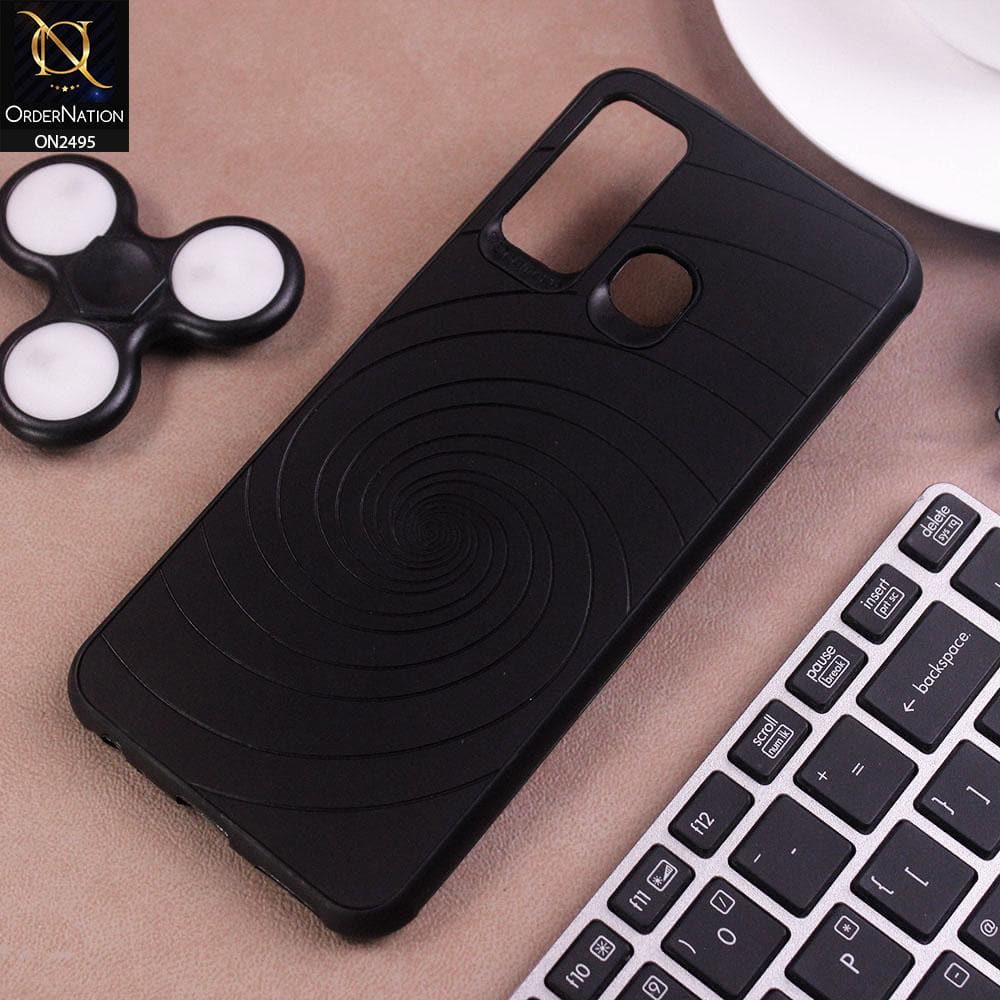 Infinix Hot 9 Cover - Black - New Stylish Spiral Ring Leather Texture Soft Case