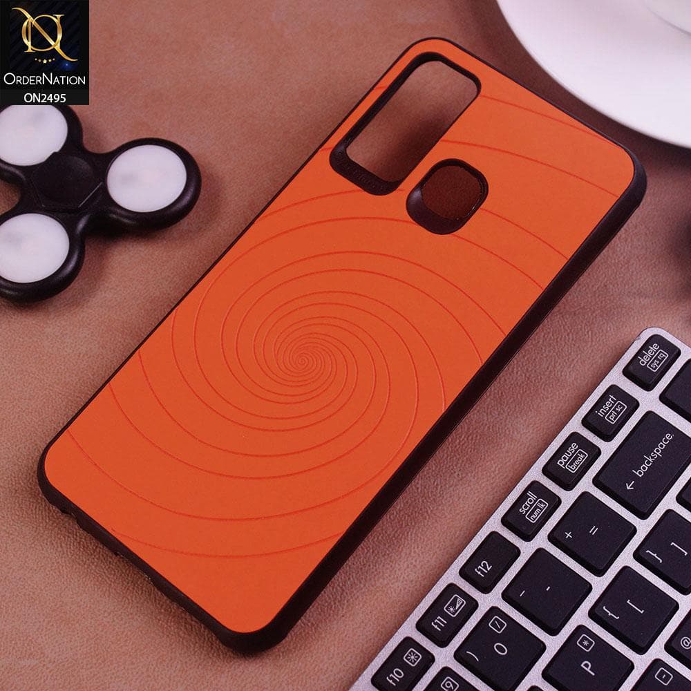 Infinix Hot 9 Cover - Orange - New Stylish Spiral Ring Leather Texture Soft Case