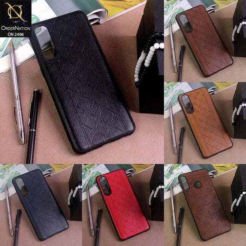 Oppo A31 Cover - Dark Brown - New Sythetic Leather Mosiac Texture Style Soft TPU Case