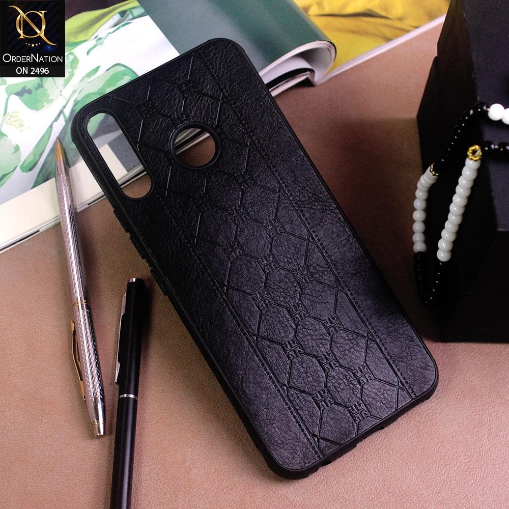 Infinix Hot 8 Lite Cover - Black - New Sythetic Leather Mosiac Texture Style Soft TPU Case