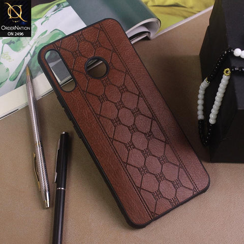 Infinix Hot 8 Cover - Dark Brown - New Sythetic Leather Mosiac Texture Style Soft TPU Case