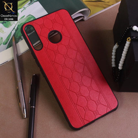 Tecno Spark 4 Cover - Red - New Sythetic Leather Mosiac Texture Style Soft TPU Case