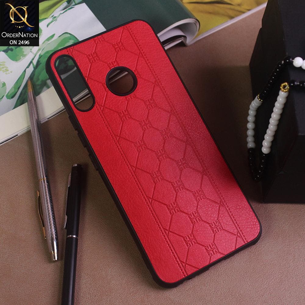Tecno Camon 12 Cover - Red - New Sythetic Leather Mosiac Texture Style Soft TPU Case