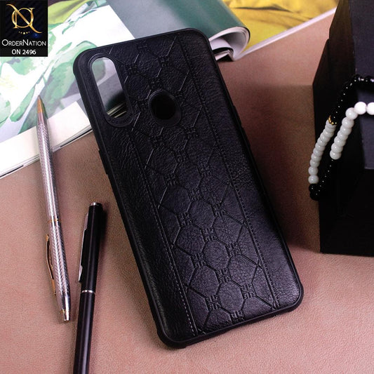 Oppo A8 Cover - Black - New Sythetic Leather Mosiac Texture Style Soft TPU Case