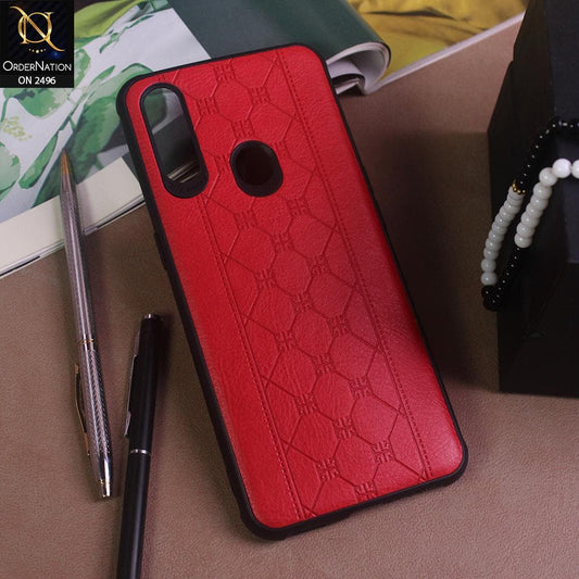 Oppo A8 Cover - Red - New Sythetic Leather Mosiac Texture Style Soft TPU Case