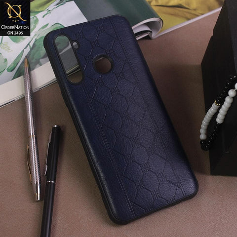 Realme 5i Cover - Blue - New Sythetic Leather Mosiac Texture Style Soft TPU Case