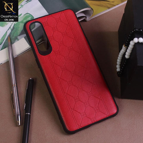 Oppo Reno 3 Pro Cover - Red - New Sythetic Leather Mosiac Texture Style Soft TPU Case