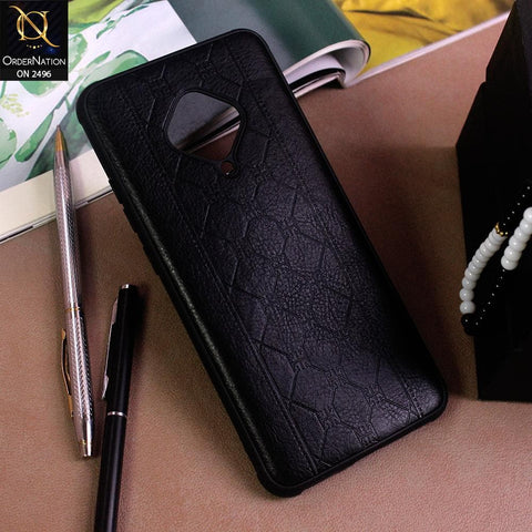 Vivo Y51 (2020 September) Cover - Black - New Sythetic Leather Mosiac Texture Style Soft TPU Case
