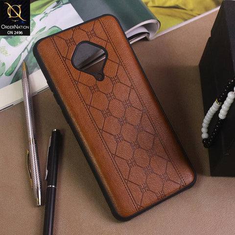 Vivo S1 Pro Cover - Light Brown - New Sythetic Leather Mosiac Texture Style Soft TPU Case