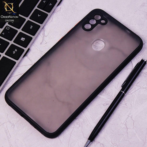 Samsung Galaxy A11 Cover - Black - New Semi Tranparent Color Borders Matte Hard PC Protective Case