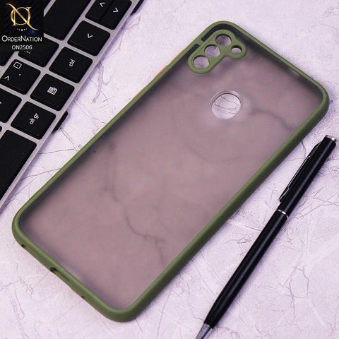 Samsung Galaxy M11 Cover - Light Green - New Semi Tranparent Color Borders Matte Hard PC Protective Case