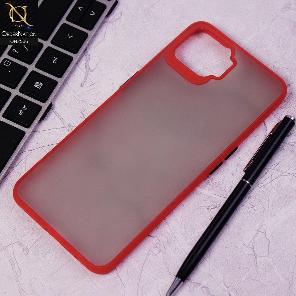 Oppo Reno 4 Lite Cover - Red - New Semi Tranparent Color Borders Matte Hard PC Protective Case