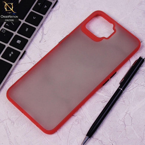Oppo Reno 4 Lite Cover - Red - New Semi Tranparent Color Borders Matte Hard PC Protective Case