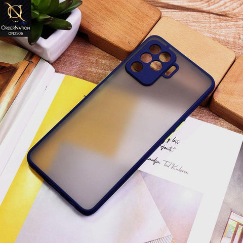 Oppo F19 Pro Cover - Blue - New Semi Tranparent Color Borders Matte Hard PC Protective Case
