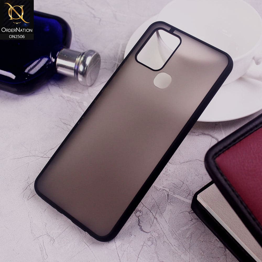 Infinix Hot 10 Cover - Black - New Semi Tranparent Color Borders Matte Hard PC Protective Case