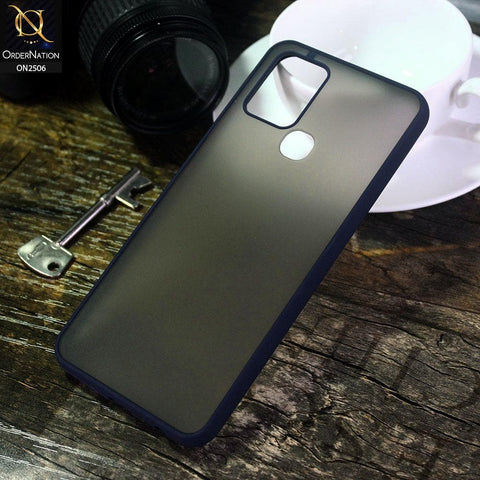 Infinix Hot 10 Cover - Blue - New Semi Tranparent Color Borders Matte Hard PC Protective Case