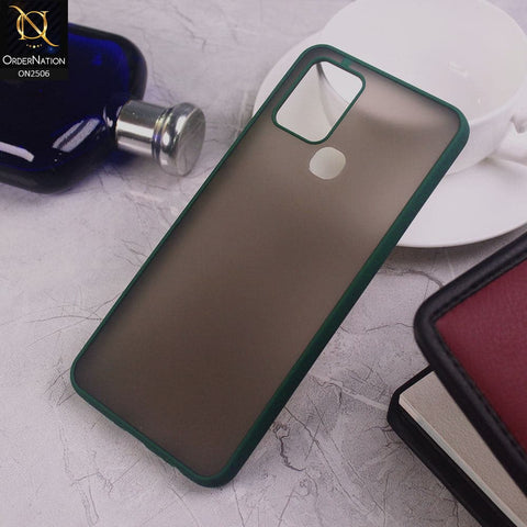 Infinix Hot 10 Cover - Green - New Semi Tranparent Color Borders Matte Hard PC Protective Case