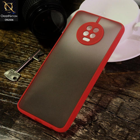 Infinix Note 7 Cover - Red - New Semi Tranparent Color Borders Matte Hard PC Protective Case