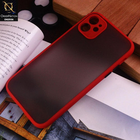 iPhone 11 Cover - Red - New Semi Tranparent Color Borders Matte Hard PC Protective Case