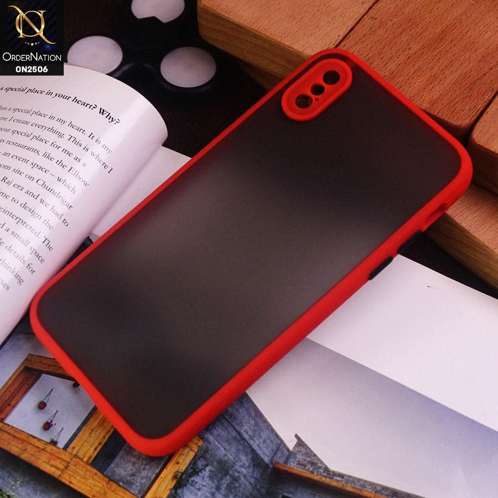 iPhone XS / X Cover - Red - New Semi Tranparent Color Borders Matte Hard PC Protective Case